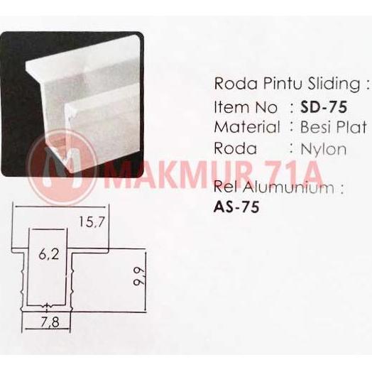 Rel Pintu Lemari Sliding HUBEN AS 75 / Rel Lemari Geser