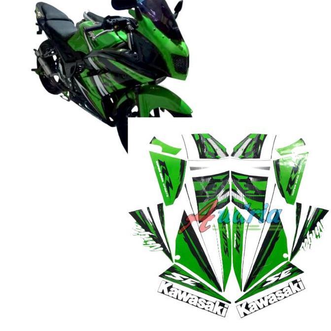 striping stiker body motor kawasaki ninja rr 2014 se hitam-hijau