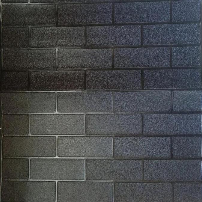 Ready wallpaper foam 3d peredam panas dan suara bata hitam polos