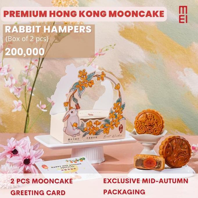 NEW MEI PREMIUM HAMPERS MOONCAKE KUE BULAN DENGAN BAHAN HONGKONG - PILIHAN RASA PURE WHITE LOTUS & W