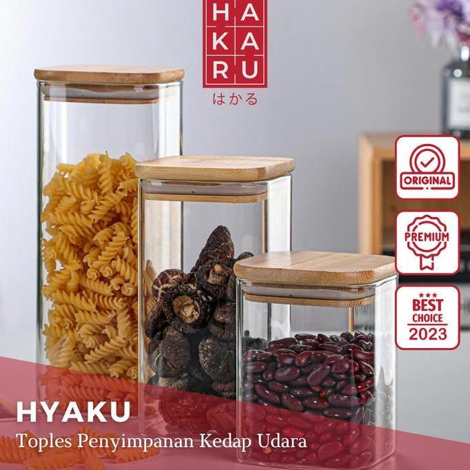 Toples Kaca Kontainer Makanan Cemilan Dengan Tutup Kayu Bening Estetik