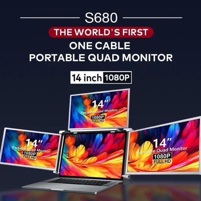 Portable monitor FHD 14 inch triple Screen Extender LCD Computer Display Portable Foldable Laptop Sm