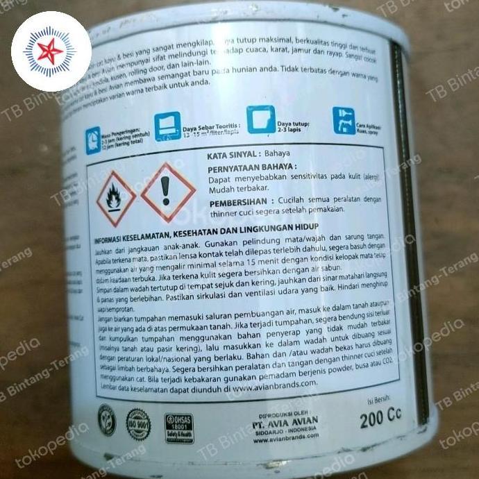 CAT MINYAK BESI KAYU AVIAN 200 ML KALENG KECIL SEDANG