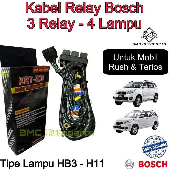 Murah Kabel Relay Bosch Original Untuk Lampu Rush & Terios - 3 Relay 4 Lampu