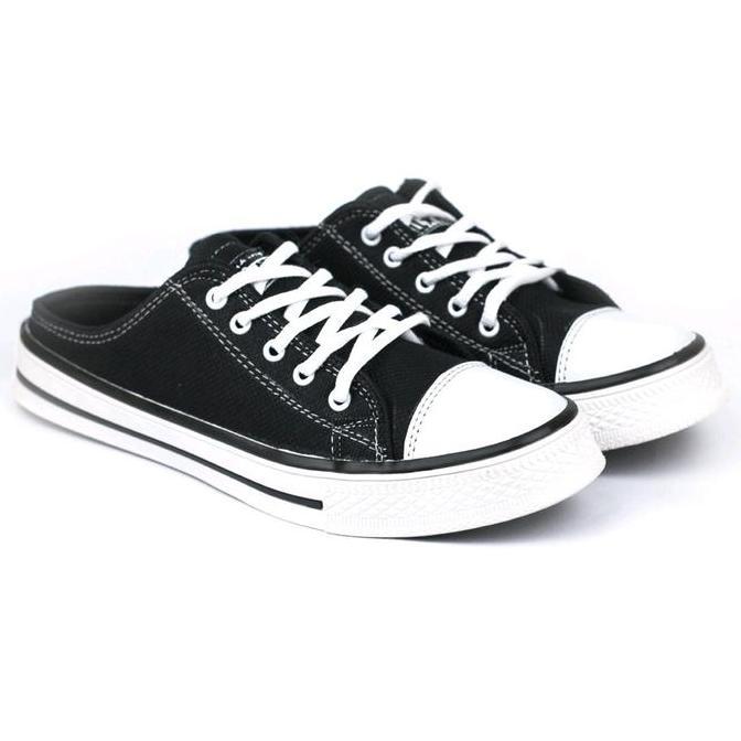 STYLE FASHION Sepatu Slip On Pria Wanita Spatu Slop Cowok untuk Kuliah Hitam - Sendal, Black, Sandal