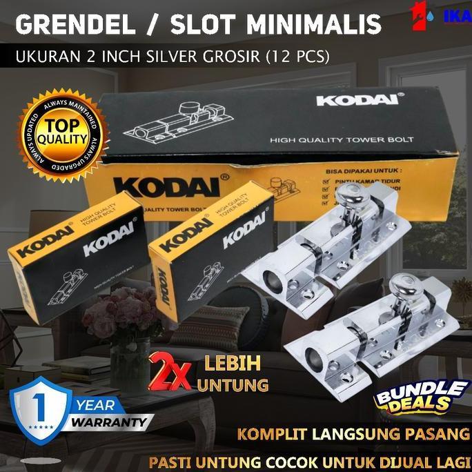 BOVANA (12 pcs) GROSIR Grendel 2" Slot Silver MinimaliS Gembok Pengunci Pintu Rumah Kuat Anti Karat 
