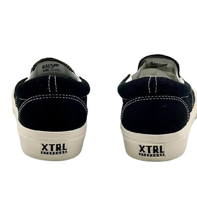 DISKON Sepatu Slip On Pria Wanita Akimici XternalStepSure GLOBE BW canvas kasual Flat Shoes Black DI