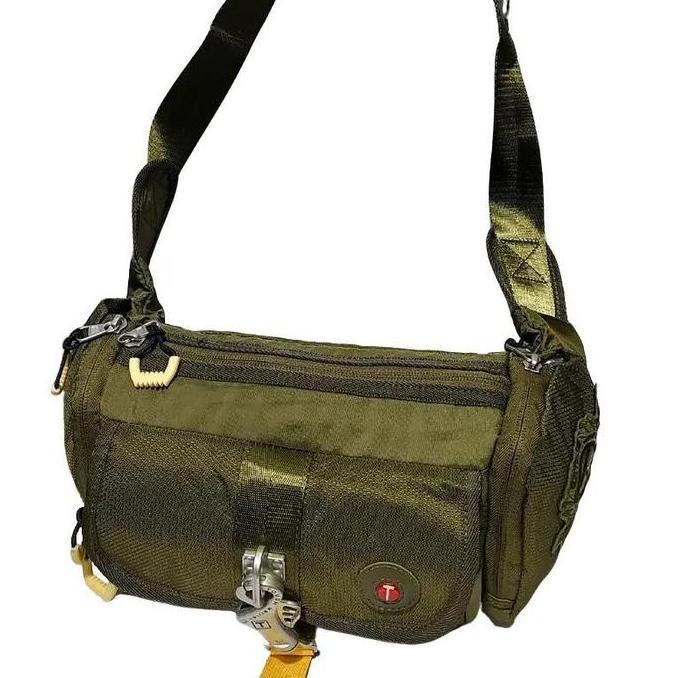 DISKON TAS PINGGANG PRIA/WANITA TOUGH WARRIOR ARMY 5598 IMPORT Hitam Selempang DISKON