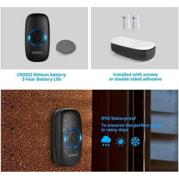 BEL RUMAH KERUI M523 Bel Pintu Rumah Wireless Hanya Reciever