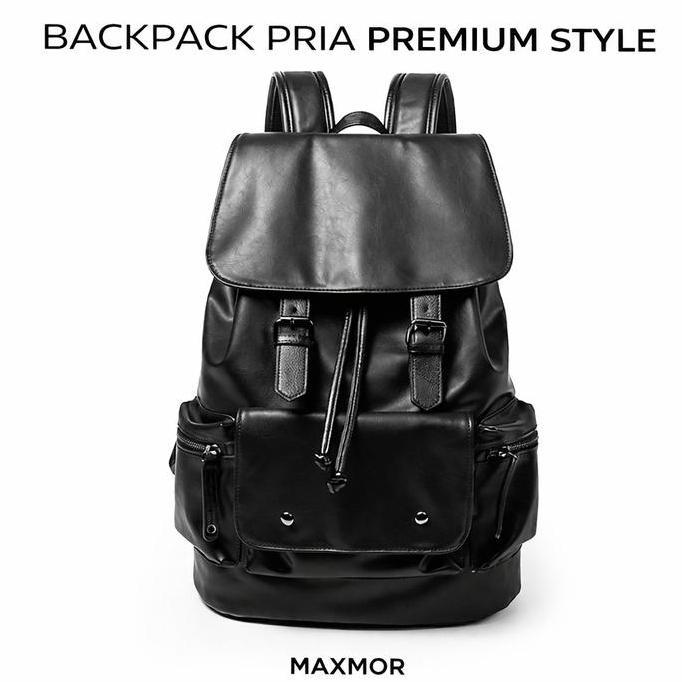 BEST SELLER  Max-Mor M187 Tas Ransel Kulit Pria Tas Kulit Pria BackPack Kulit Pria PREMIUM Serut Tra