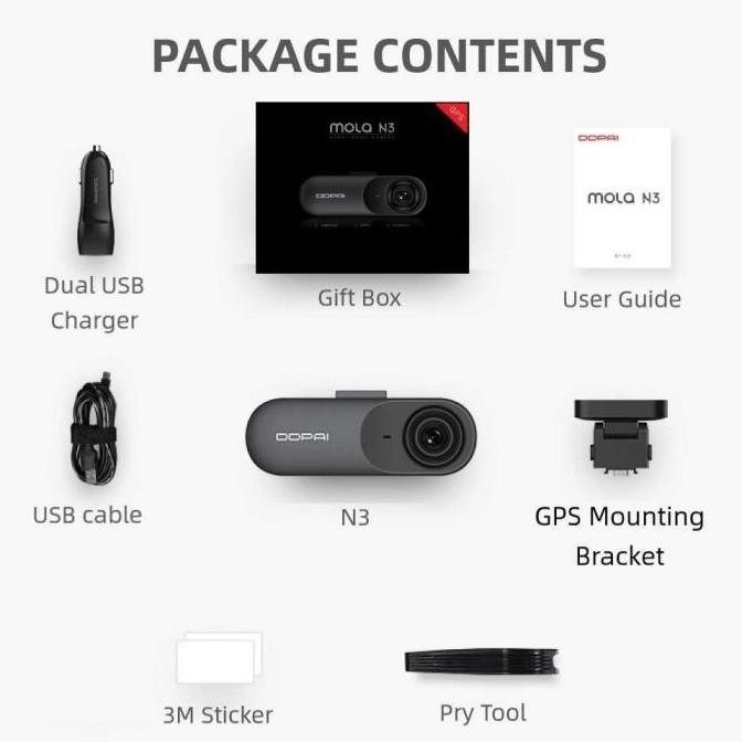 DDPAI Mola N3 Dashcam WiFi GPS Car Camera Kamera Mobil