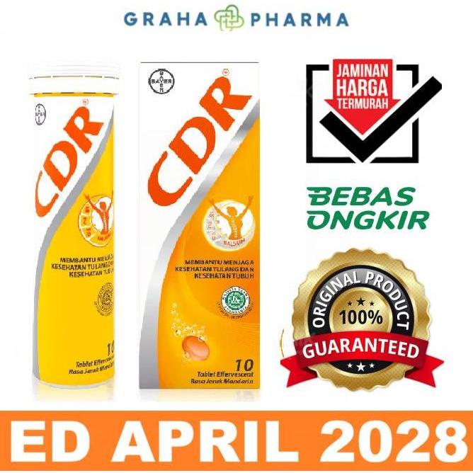 Bitamin- Cdr Jeruk 1 Botol 10 Tablet Effervescent Suplemen Kalsium Vitamin C D B6 Untuk Kesehatan Tu