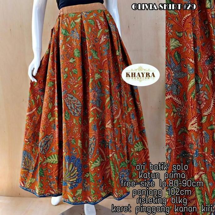 BATIK KLEWER SOLO/ OLIVIA SKIRT DAUN PINK / ROK BATIK SOLO BAHAN KATUN TEBAL / ROK BATIK MODEL KLOK 