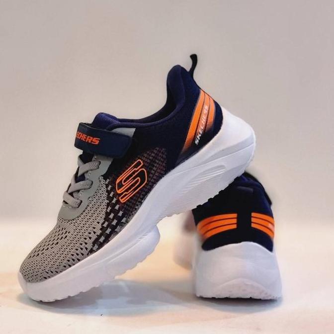 Sepatu Anak Laki Laki Sekolah Skechers Kids Premium Navy Grey / Abu IQB
