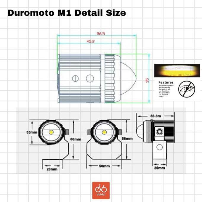 Duromoto M1 Lampu Led Proyektor Motor Mobil Driving Lamp Senlo