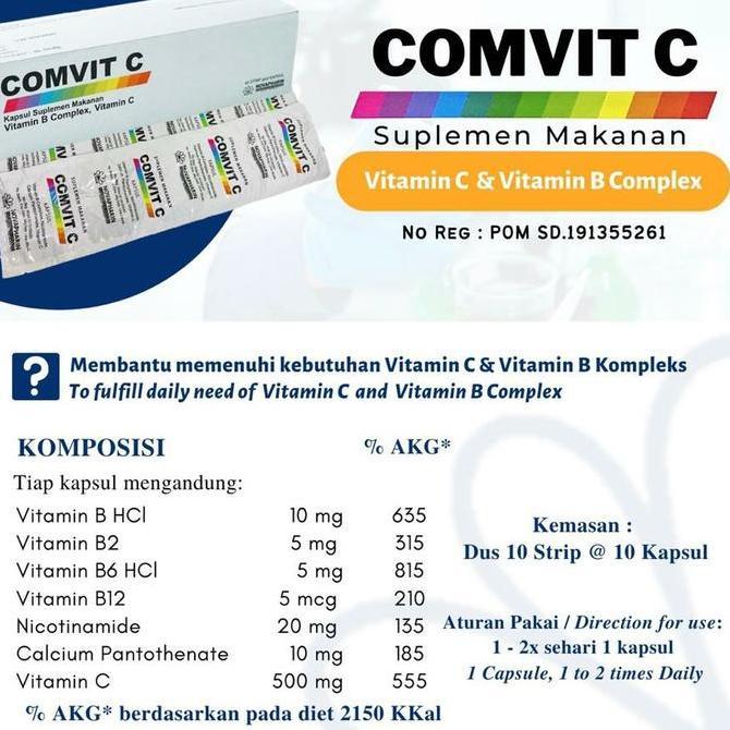 Bitamin- Comvit C 500 + B Complex 1 Box Isi 100 Kapsul Untuk Imunitas Termurah