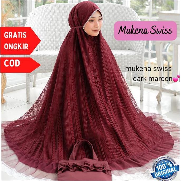 Mukena Swiss Dalanova | Mukena Dewasa Premium Mewah Terbaru Atasan Bawahan Hitam Katun