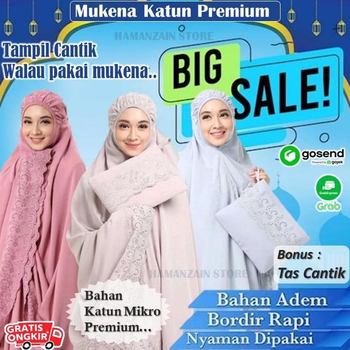 Mukena Dewasa Katun Jepang Mikro Premium Jumbo Bordir Terbaru
