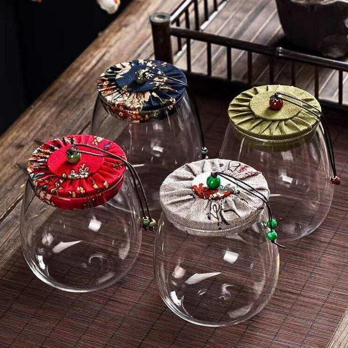 Toples Kaca/Toples Kedap Udara Gaya Tutup Linen Toples Lebaran/Toples Kue Kering Bunga Kaca