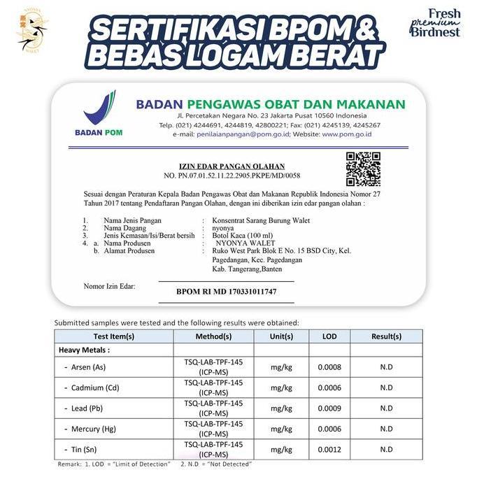 Kenk- Nyonya Walet - Minuman Sarang Walet - Bird Nest Drink - Full Nest (99% Bird Nest) - Box 4