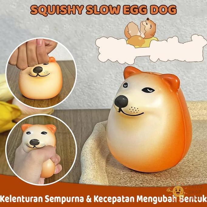 NIOCHA TAIYO Squishy Slow Egg Dog Squeeze Pencet Soft Squisi Telur Smooth Cute Stress Relief Mainan