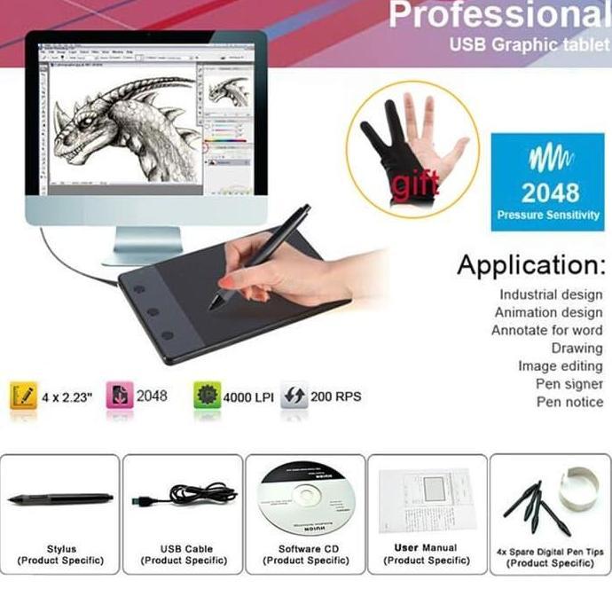 NEW USB Papan Sketsa Gambar Pen Desain Grafis Laptop Paint Manga Animator