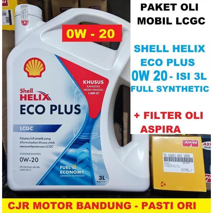 New- Paket Ganti Oli Shell Helix Eco 0W 20 Oli Mobil Ayla Agya Calya Sigra