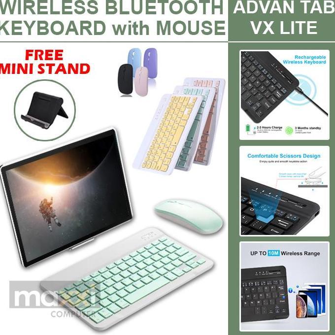 TERBARU - Advan Tab VX Lite Tablet 2023 Bluetooth Keyboard Kibod Mouse Mos Warna