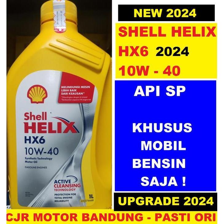 New- Oli Mobil Shell Helix Hx6 10W 40 1L Oli Bensin Diesel Jamin Ori Asli