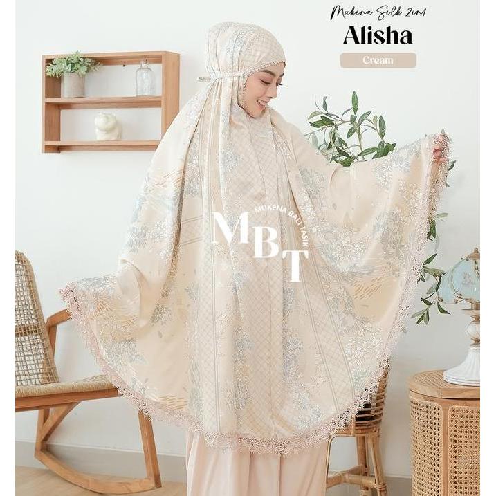 Mukena Bali Tasik - Mukena Dewasa 2In1 Jumbo Silk Renda Mewah Alisha