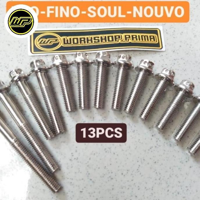 Nutbolt- Baut Set Cover Cvt Bak Block Kopling Crome Chrome Mio Soul Fino Nouvo Nuvo Vario 125 150 Be