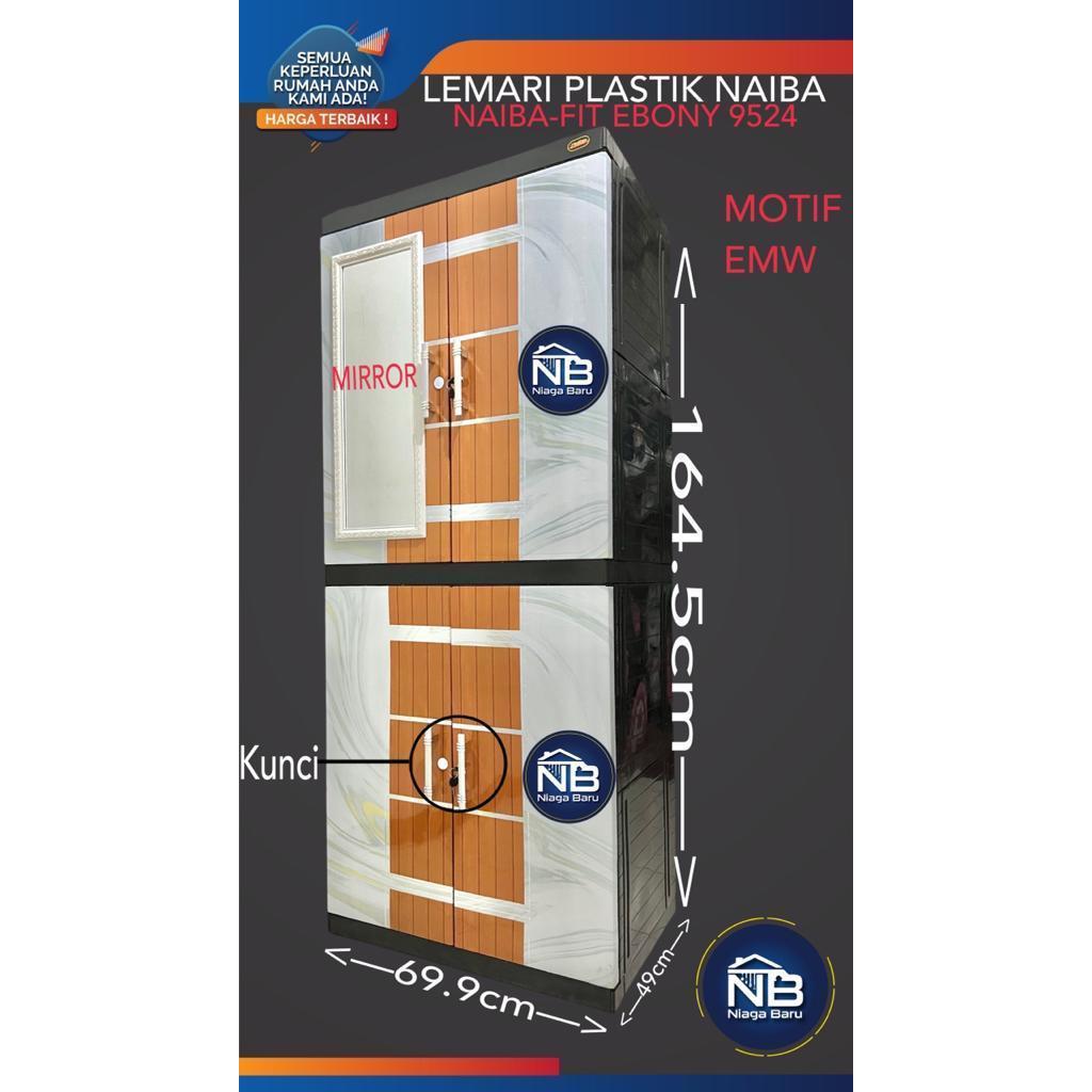 Lemari Plastik 4 Susun Naiba Lemari Baju Naiba Fit Mirror 9524 Kaca