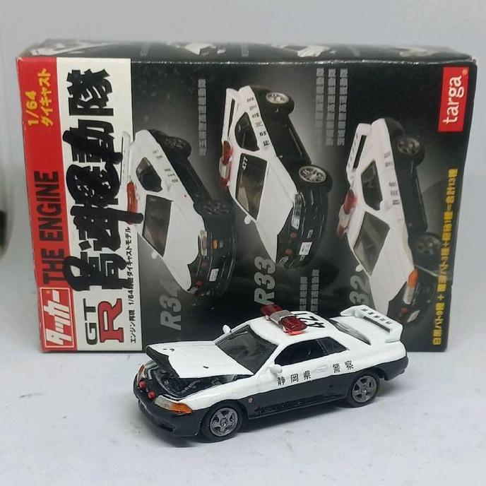 targa taccar nissan skyline gt-r (r32) japanese police the enginer diecast 1/64 n0 mulus mrintis (s)