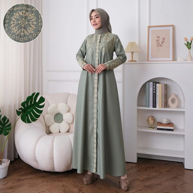 Gamis Bordir Komputer Katun Toyobo Pesta Seragam