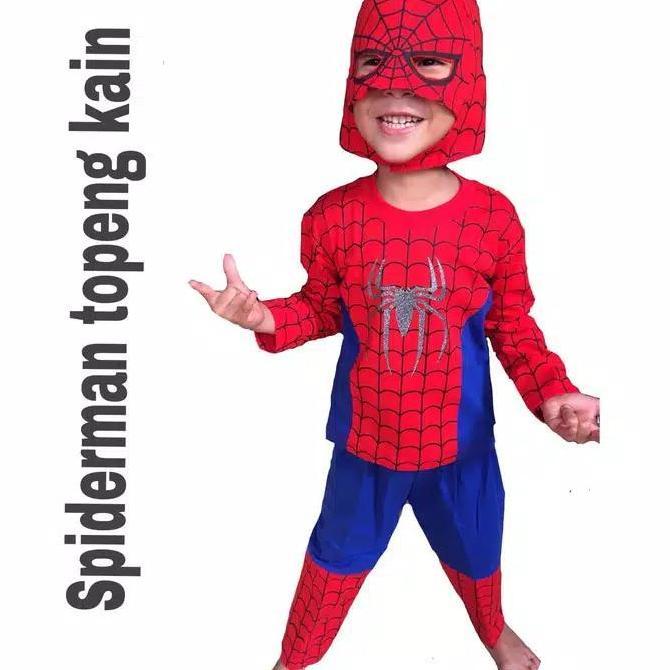 BAJU SETELAN SPIDERMAN FREE TOPENG KAIN