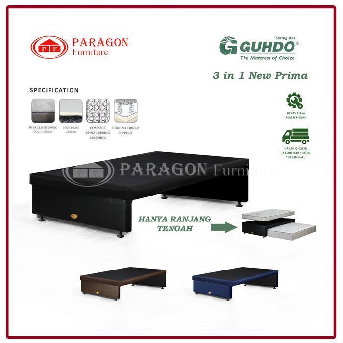 Guhdo Spring bed Ranjang tengah 3in1 New Prima 90 100 120 140 160 180x200 Tanpa Kasur, HB & Sorong