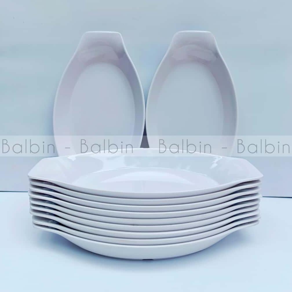 Piring Saji Cekung Model Daun Melamin Set 6