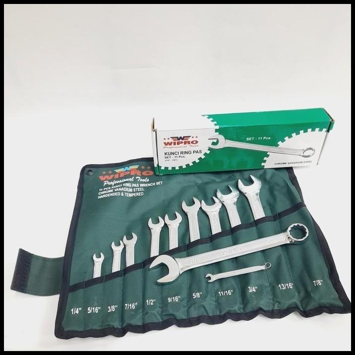 DISKON KUNCI RING PAS SET 1/4" - 7/8" 11PCS WIPRO