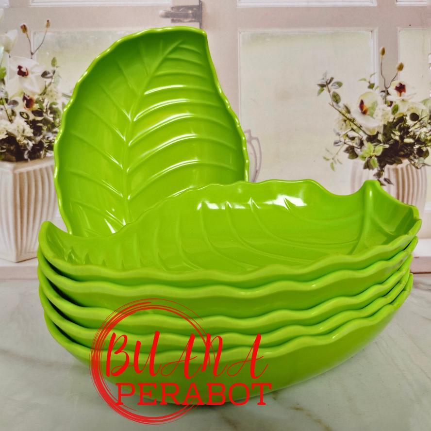 Piring Saji Melamin Model Daun Timbul Tebal Set 3
