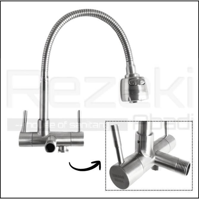 Teruss- Kran Angsa Cabang 2 Sus304-416 / Kran Cuci Piring / Pipa Fleksibel Air