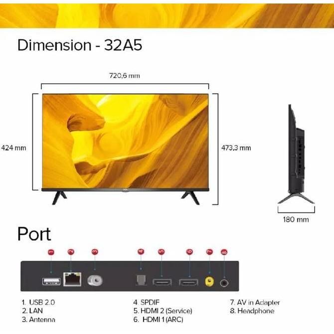 Murah Tcl 32A5 Smart Android Led Tv 32 Inch Youtube Netflix Android Tcl 32