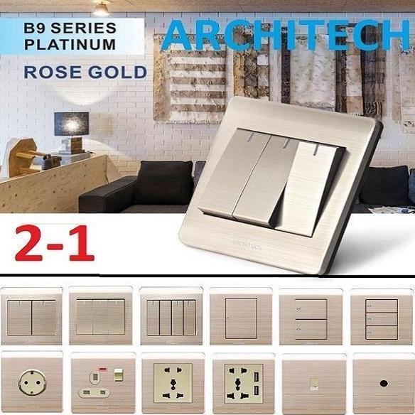 Taiyo- Architech Saklar Platinum Rose Gold B9 Architech / Stop Kontak / Sakelar / Saklar Rumah