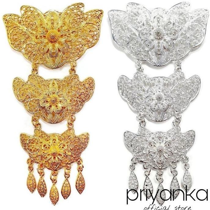 Kyuu- Bros Kebaya Etnik Susun Kutubaru/Bros Pesta Mewah Jurai/Bros Yogja Murah Emas Souvenir Clips