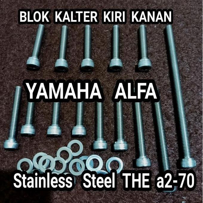 Gasss- Baut Bak Blok Mesin Set Yamaha Alfa Stainless L