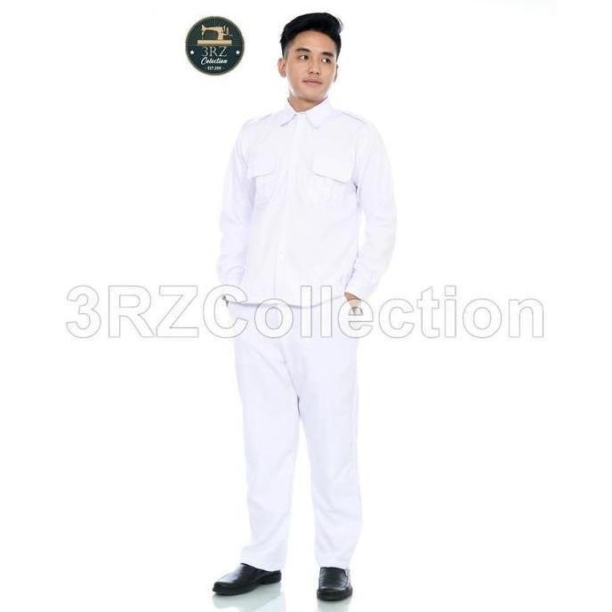 Termurah / Hot Sale Baju Pdh Putih Pria Seragam Resmi Asn, Pns, Dan Pemda, Model Lengan Panjang & Pe