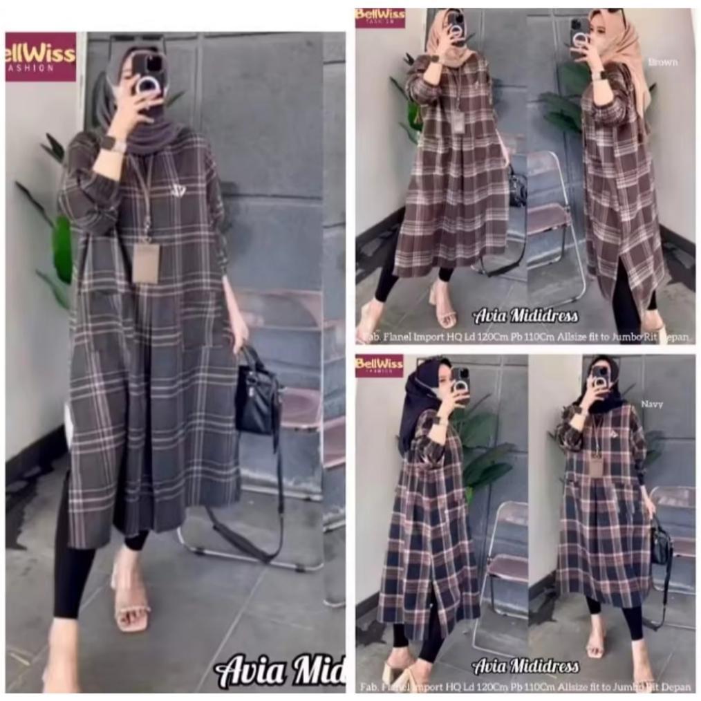 Awet Amelia Tunik/ Tunik Wanita Jumbo Ld 120/ Atasan Wanita Terbaru / Tunik Motif Kotak//Tunik Terba