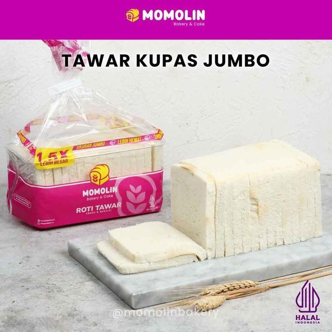 Eatstraight- Momolin Bakery Tawar Kupas Jumbo - Roti Sarapan - Roti Tawar Lembut Murah Besar - Tawar