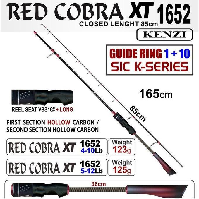 NEW KENZI Rod Pancing Red Cobra XT 1652 Joran Reel alat  pancing