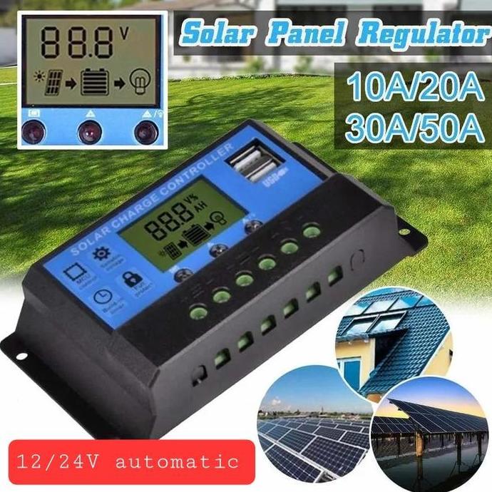 modul solar charger controller PWM dual USB 12-24V-charger baterai 12V