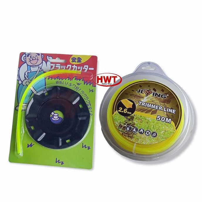 paket tali senar 2,6 mm 50m + pisau senar potong rumput